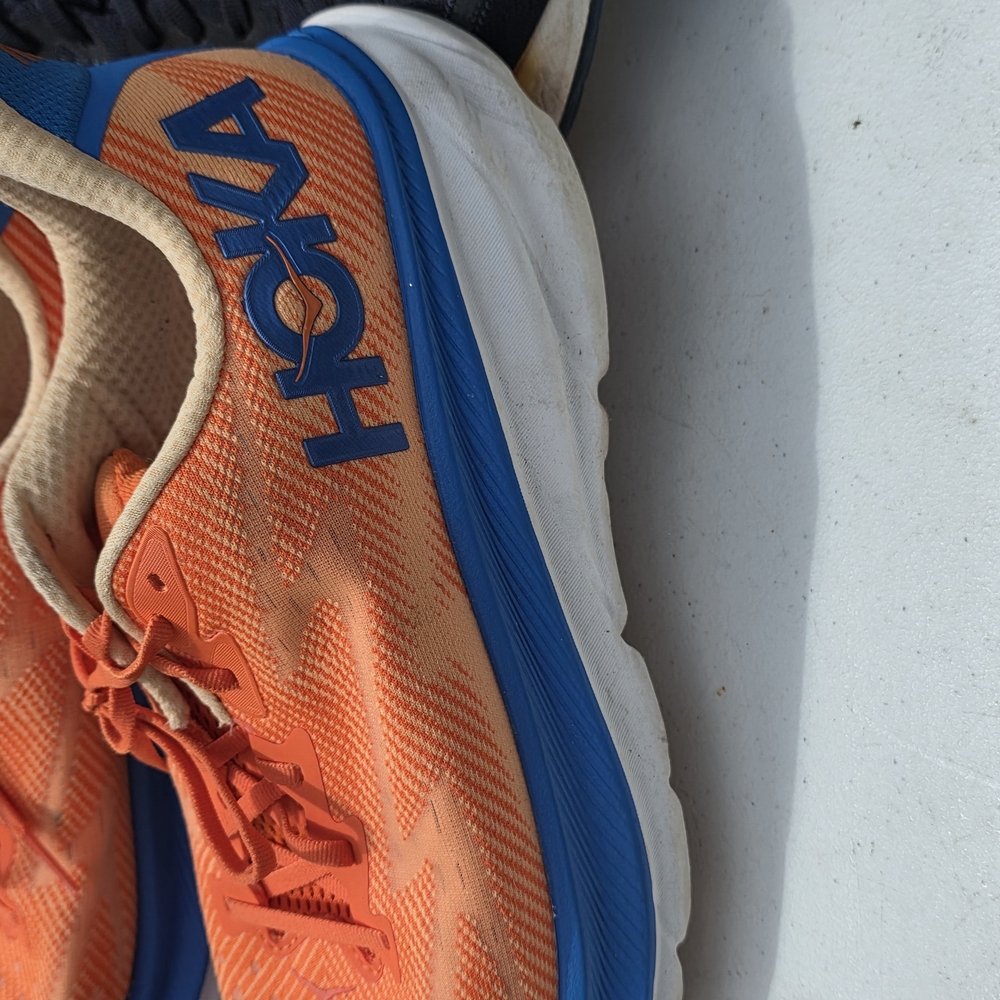 Hoka Orange and Blue Running Shoes